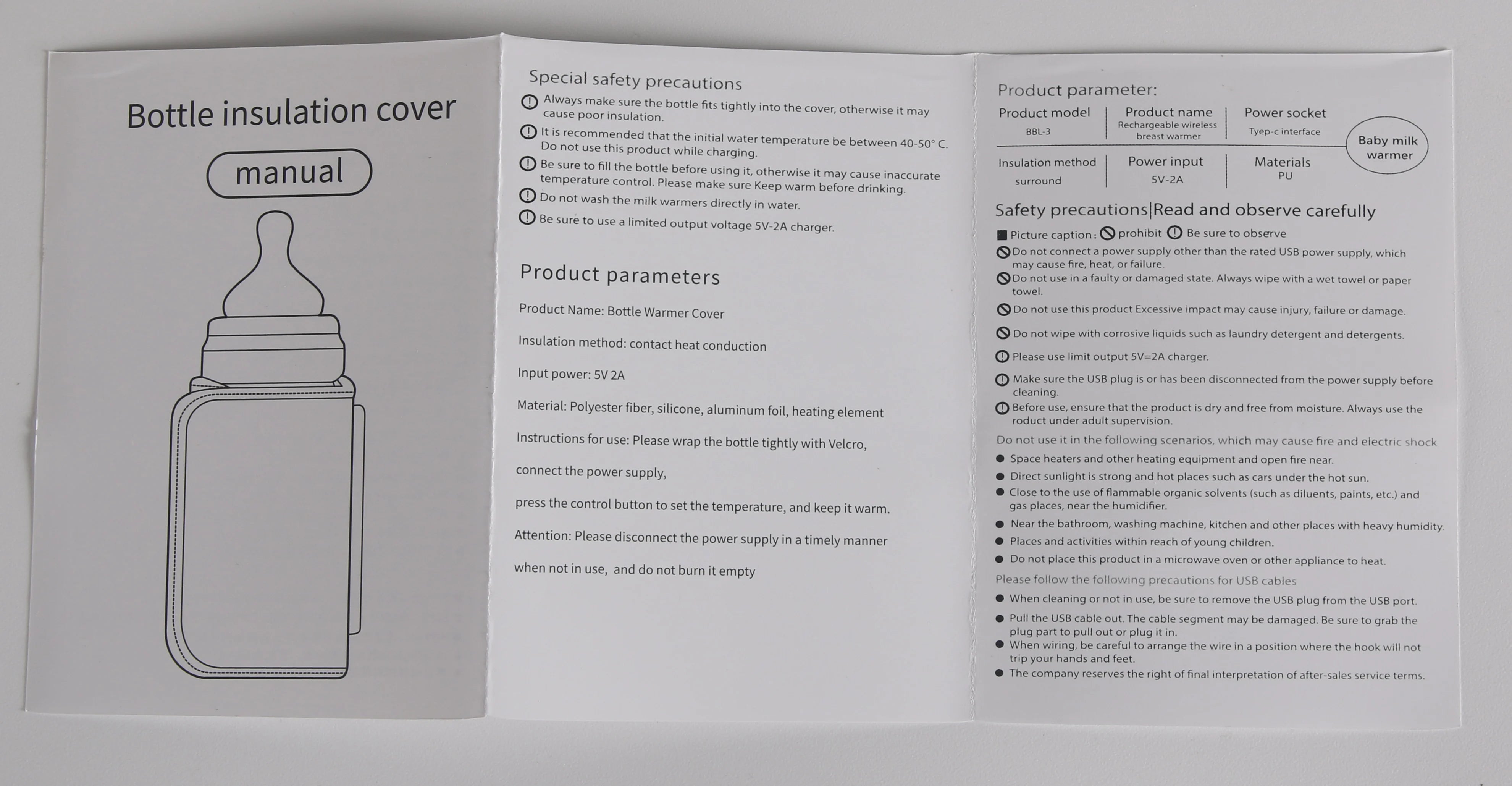 USB Charging Feeding Bottle Heater Heating Sleeve Milk Warmer 5 Temperature Adjust Insulated Breastmilk Warm Bag