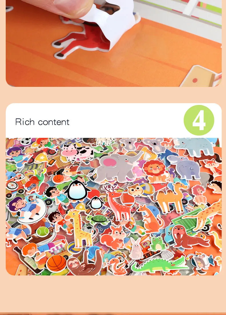 Children DIY Sticker Book Bubble Scene Sticker Jelly Paste Toy Kids Portable Reusable Quiet Busy Paste A Book