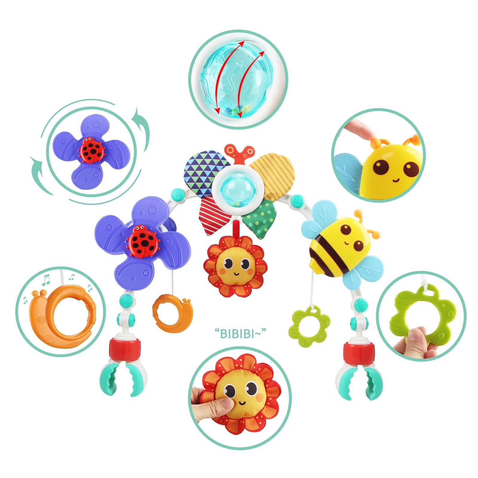 Baby Stroller Arch Toys Bouncer Toy Pram Activity Arch Toys Fine Motor Skills Toys Sensory Development Baby Car S