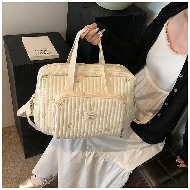 Large Mommy Bag Baby Organizer Maternity Pack Diaper Handbag Embroidered Women Shoulder Crossbody Bag Hospital Travel Mother Kid
