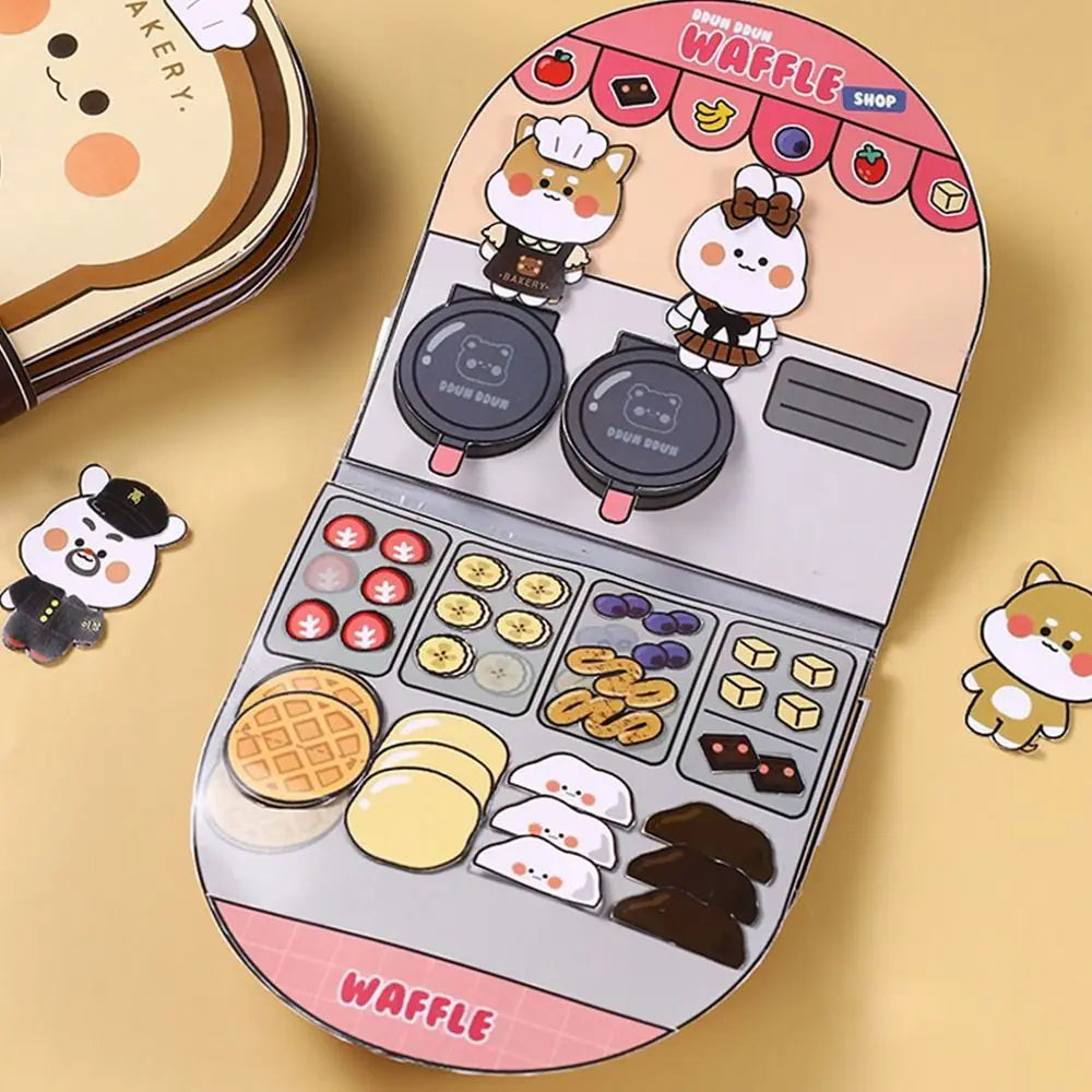 Paper Waffle Quiet Book Colorful Fried Chicken Cartoon Busy Book Convenience Store Handmade Toy Snack Bar Sticker Game