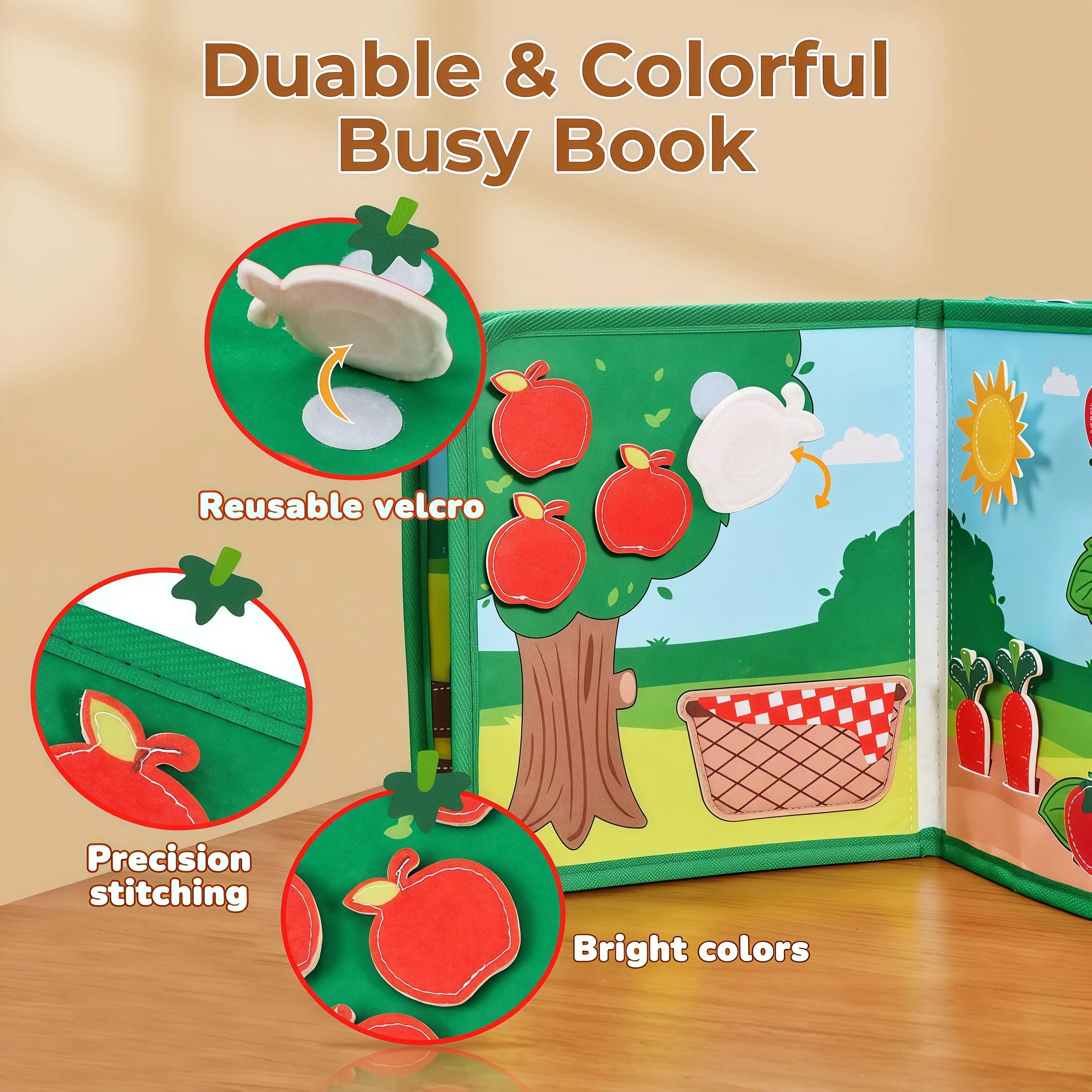 Montessori Quiet Book - Farm Animal Activity Toy with Storytelling for Toddlers, Early Learning Fine Motor Skills