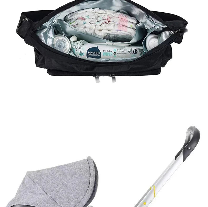 Mommy storage bag for doona Stroller accessories  portable diaper bag compatible with stroller black waterproof storage bag