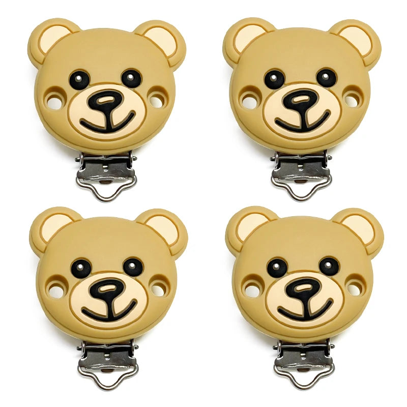 1set Toy Bear Silicone Pacifier Clip Pacifier Chain Holder Soother Nursing Clips BPA Free Pacifier Chain Accessories