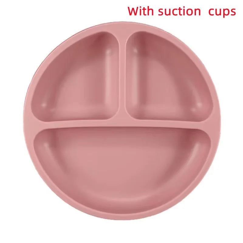 1PCS Baby Sucker Silicone Dining Plate BPA Free Children Dishes Suction Toddle Training Tableware Kids Feeding Bowls Baby Stuff
