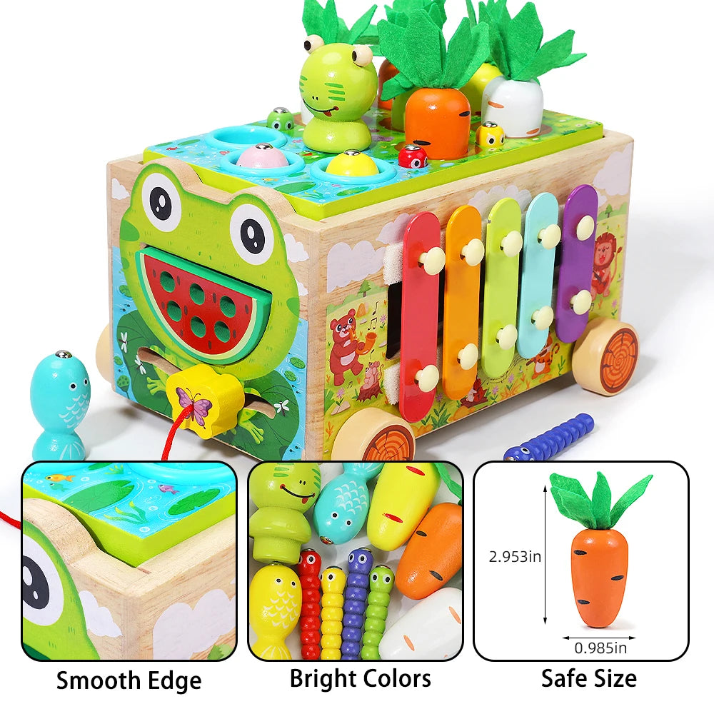 Montessori Carrot Harvest Toy – Wooden Shape Sorting Puzzle for Toddlers