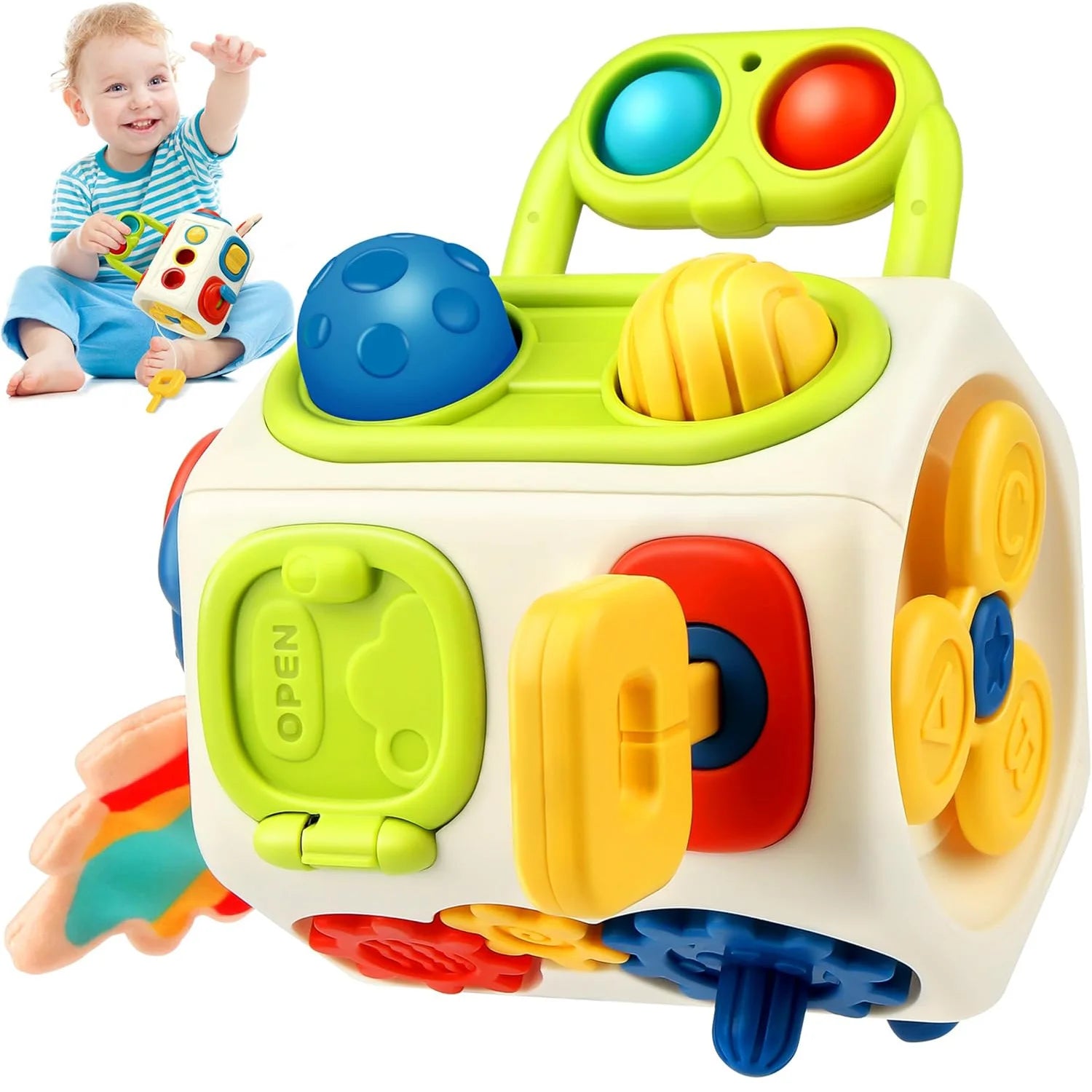 Montessori Busy Cube for Toddlers | Sensory Fidget Activity Travel Toy