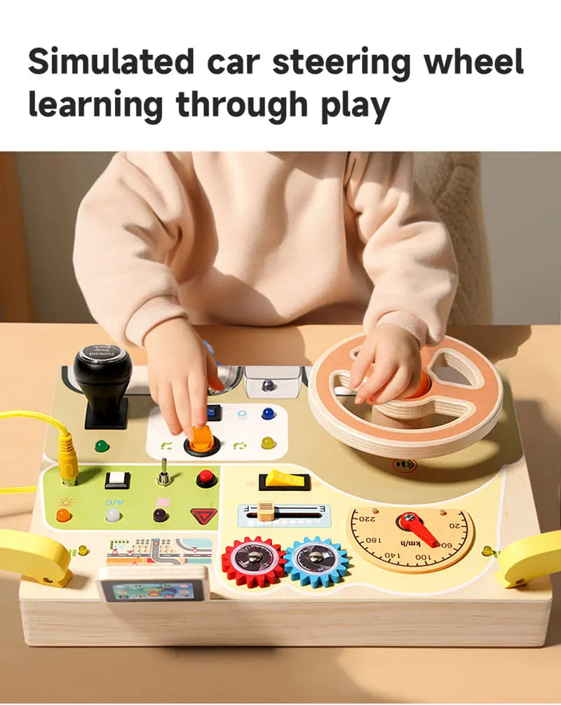 Kids Lights Busy Board Montessori Sensory Toys Switch LED Light Games Activity Board Thinking Education Baby Travel Toys 2-6year