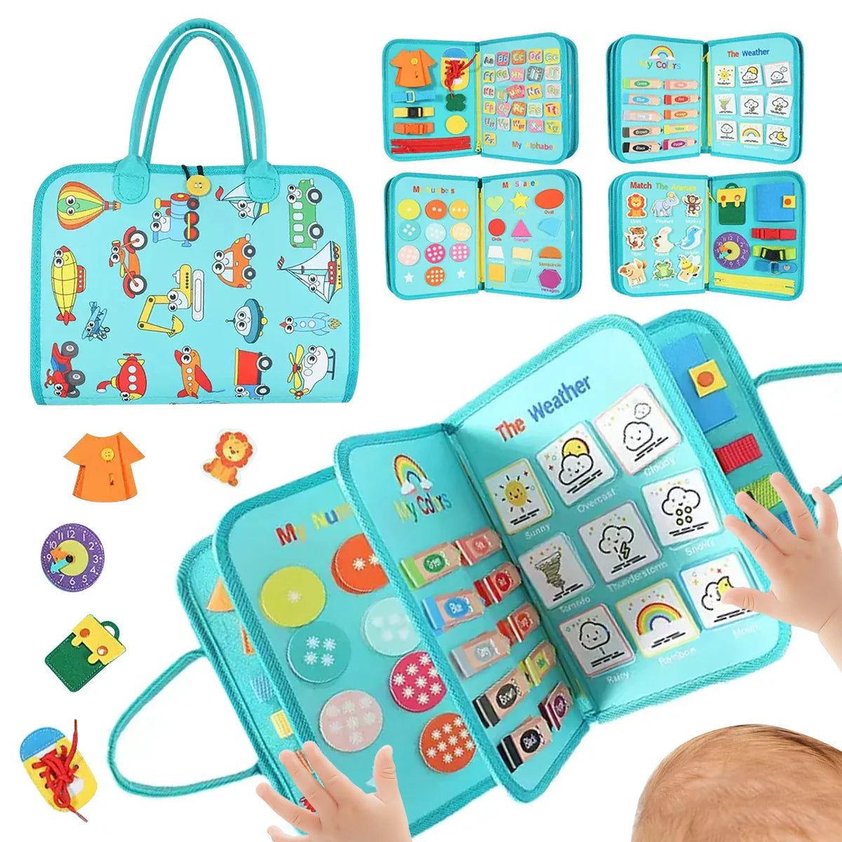 Busy Board Toy Features Over 18 Learning Activities, Educational Activity Developing Sensory Toy, Perfect Gifts for Boys Girls