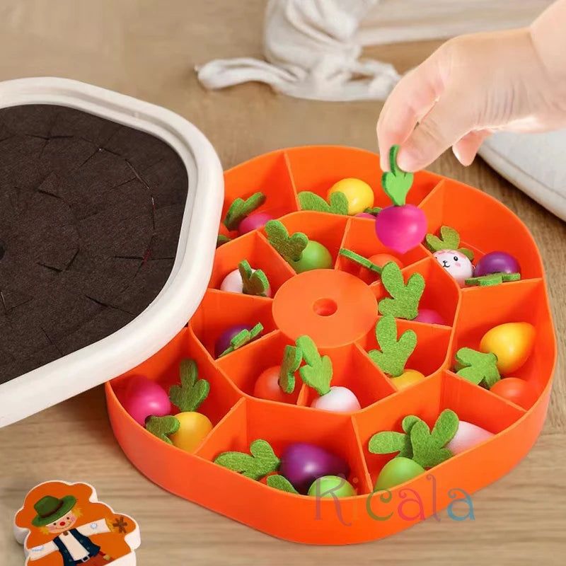 Montessori Carrot Harvest Toy for Toddlers | Wooden Sorting & Matching Game