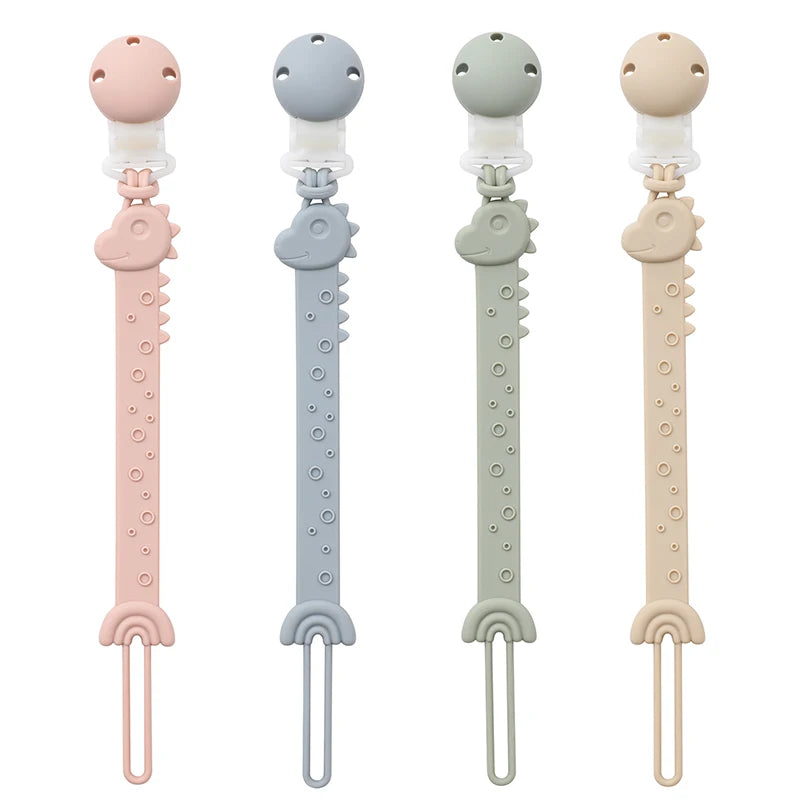Silicone Pacifier Clips, BPA Free One-Piece Design Pacifier Holder for Baby Boy and Girl 3 Month+, Baby Accessories
