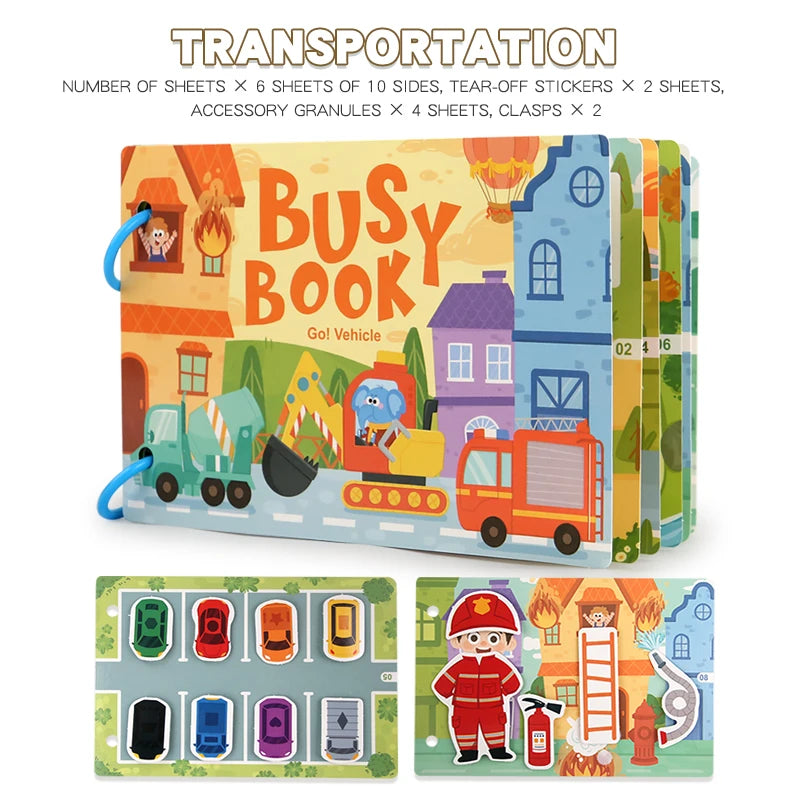 Montessori Baby Busy Stickers Book 'My First Quiet Book' Early Learning Educational Toy for Children Matching Game for Babies