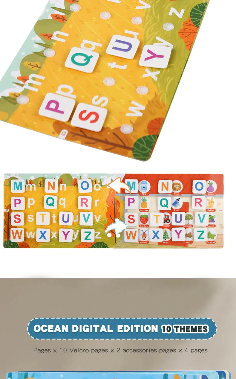 Puzzle Montessori Quiet Book Word Recognition Children's Early Education Enlightenment Stickers Book Toys