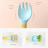 Baby Fork and Spoon Set Bendable Toddler Utensils Soft Silicone Handle Training Tableware Self Feeding Tools for Infants Kids BP