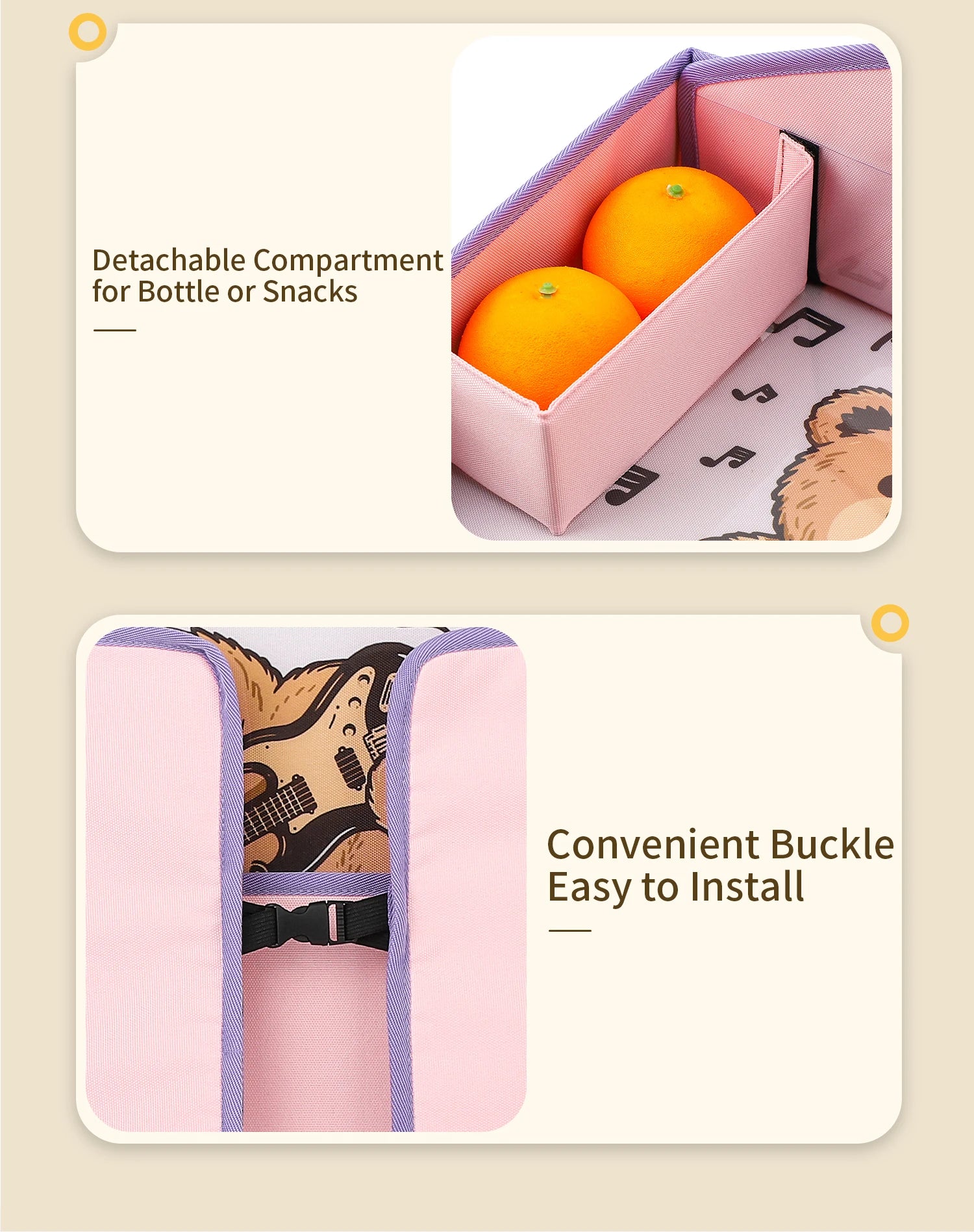 Vehicle-mounted Painting Board Waterproof Child Travel Tray for Car Seat Portable Safety Seat Storage Mesh Pocket Large Capacity