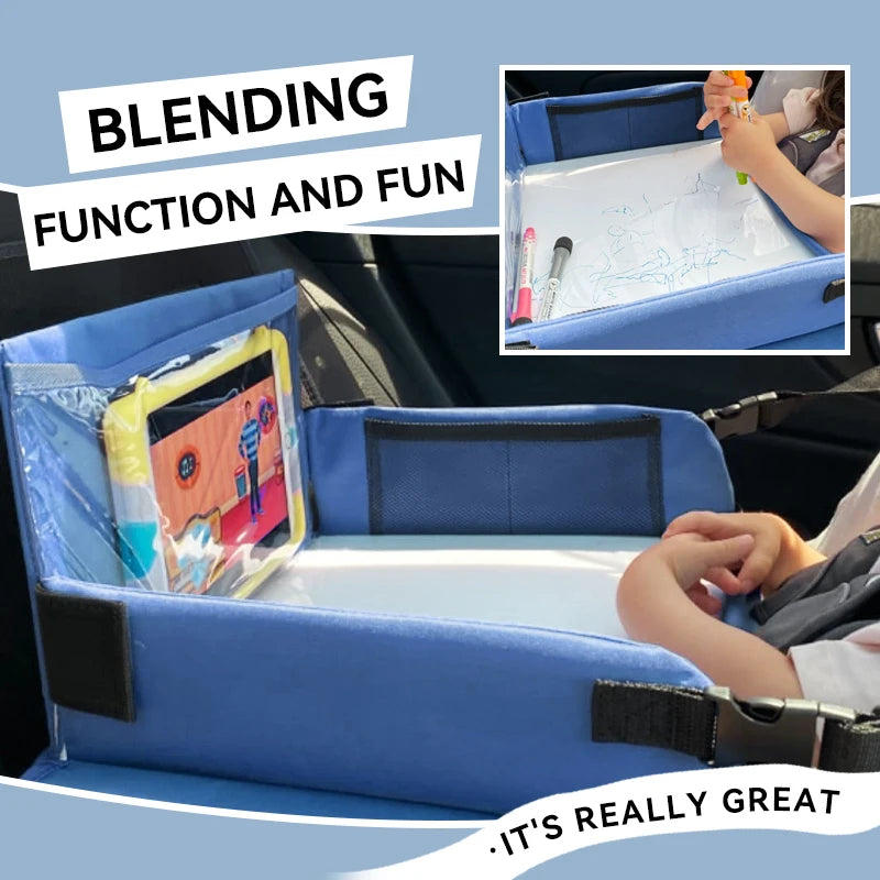 Kids Travel Seat Tray for Car Children's Toy Storage Table Drawing Board Safety Tray Dining Beverage Rack Road Trip Activities
