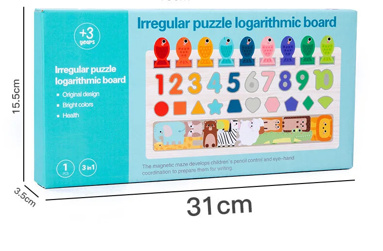 Montessori Wooden Shape & Number Matching Board | Toddler Learning Toy
