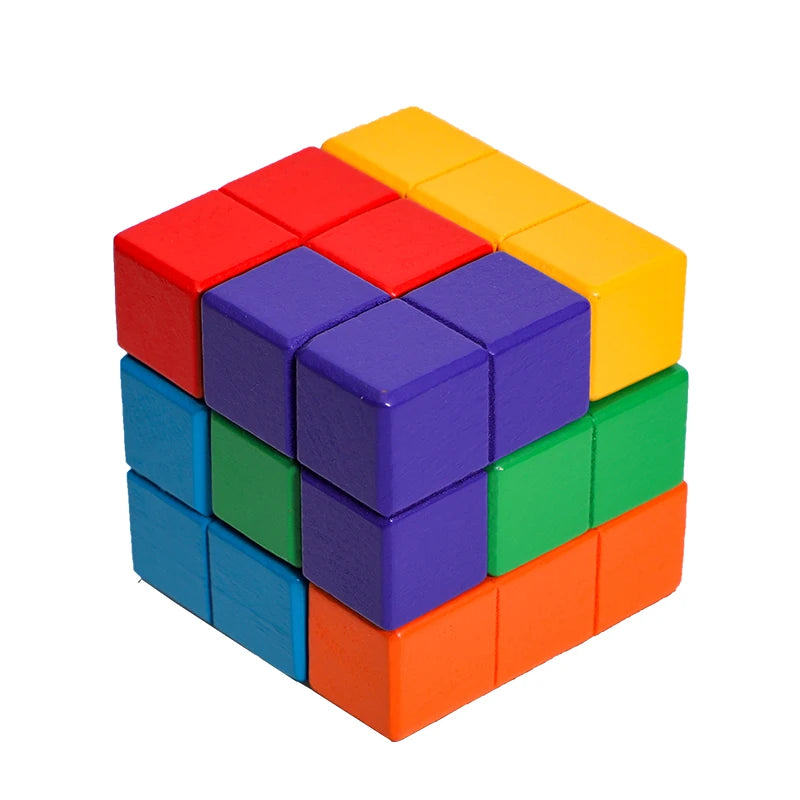 Montessori Soma Cube Puzzle for Kids | 3D Wooden Brain Teaser Toy