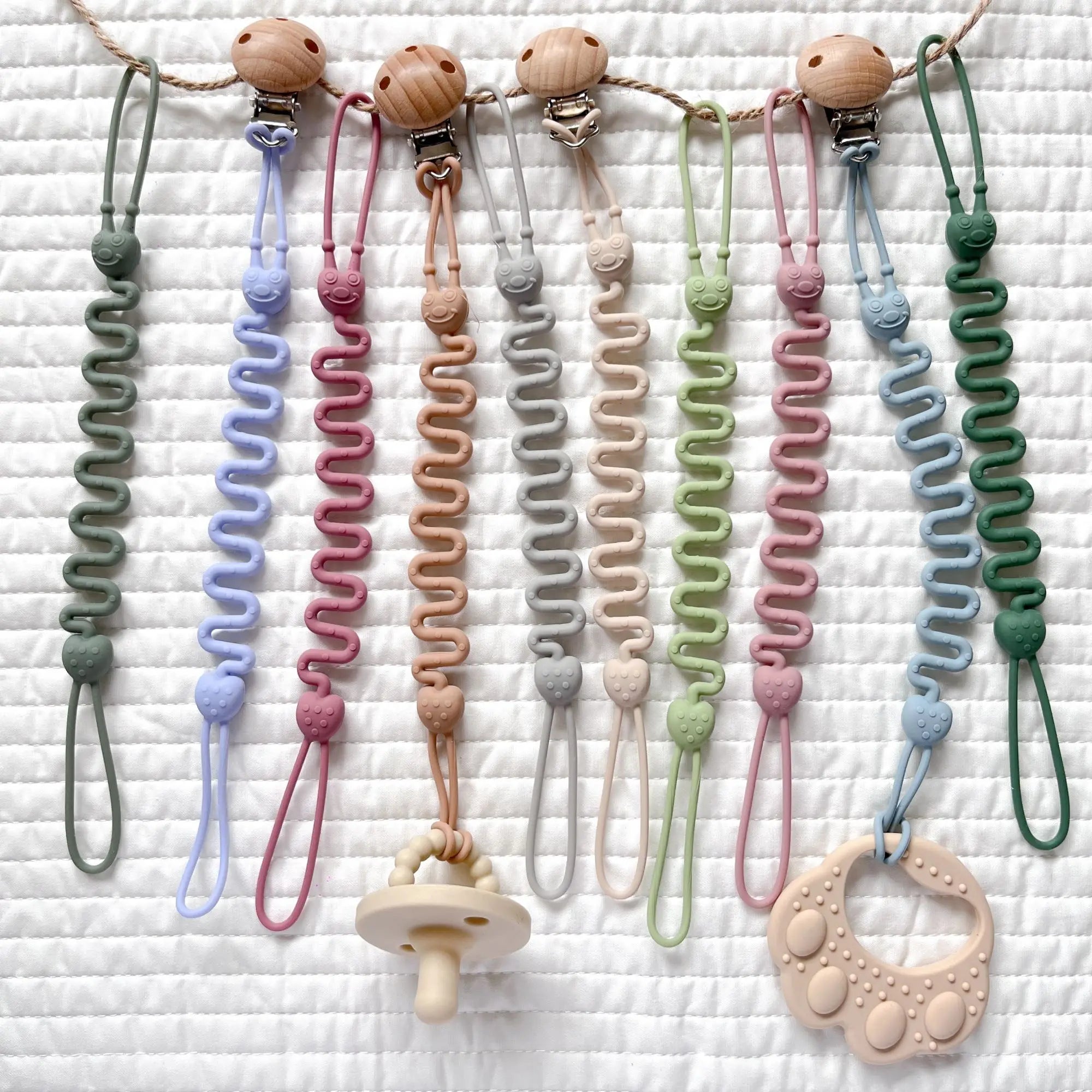 Fashion Baby Silicone Pacifier Chain, 1/4 pcs Soft Elastic Toy Straps for Teething Toys, Car Seats, Baby Travel Essentials