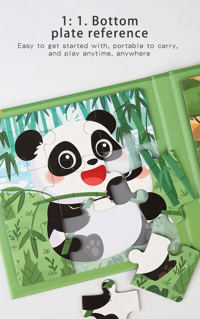 Magnetic Puzzles Games for Kids Busy Quiet Cartoon Animals Jigsaw Book Montessori Baby Educational Toys Children's Early Gifts