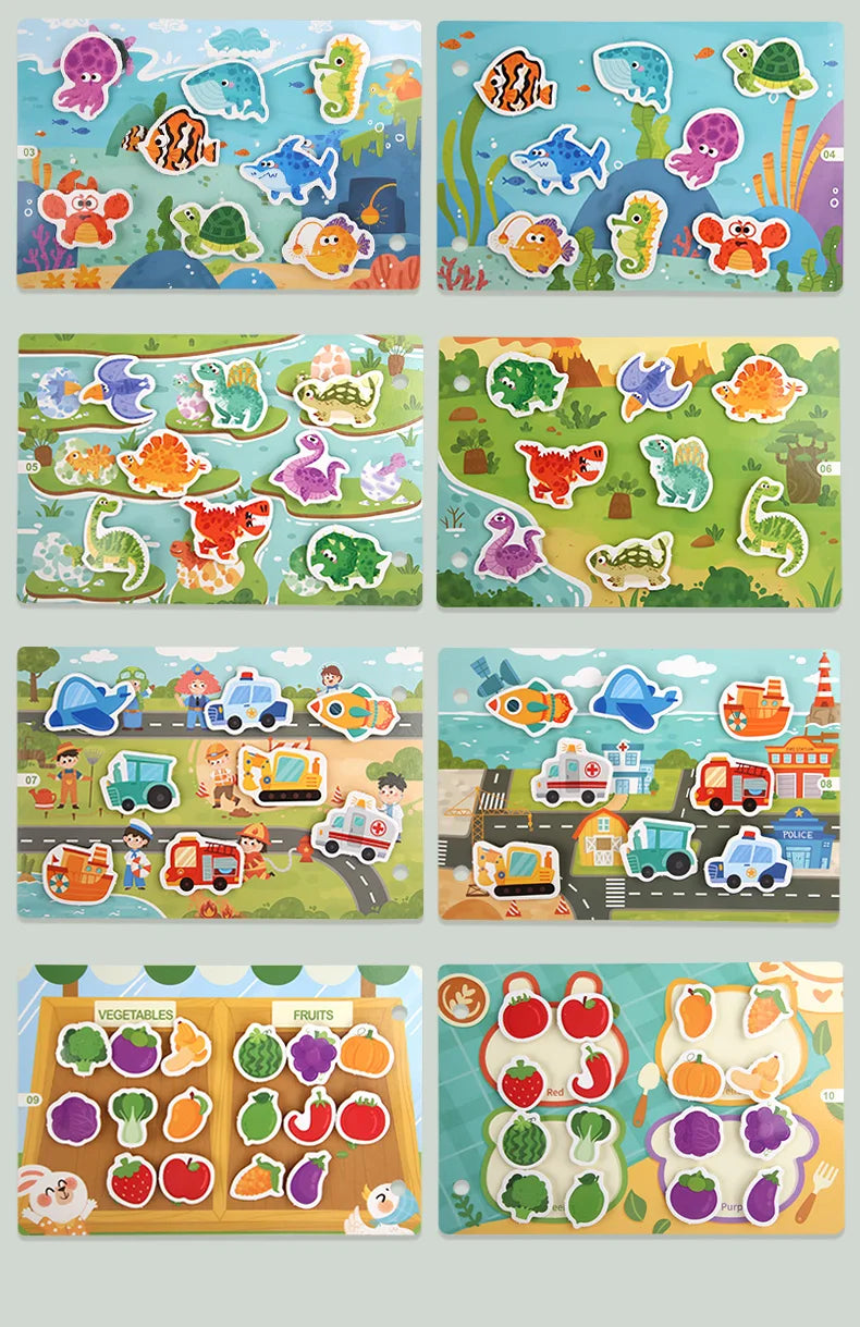 Puzzle Montessori Quiet Book Word Recognition Children's Early Education Enlightenment Stickers Book Toys