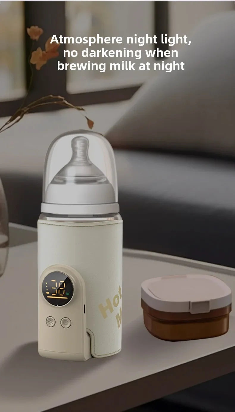 Multifunctional USB Baby Bottle Warmer with Smart Temperature Control Screen High Capacity Feeding Bottle Warmer for Newborns