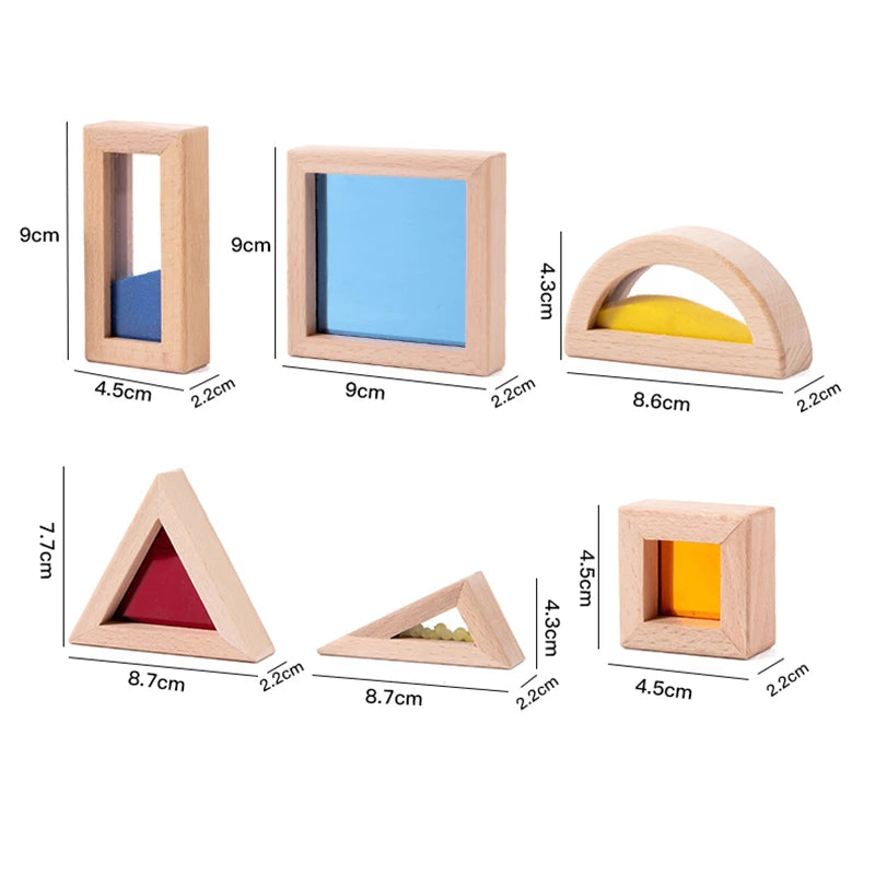 Wooden Rainbow Block Set | STEM Building Toy for Toddlers & Kids