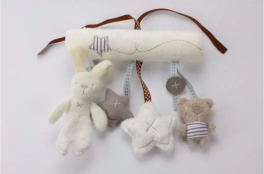 Soft Animal Rabbit Plush Toy Hanging Rattles for Baby Crib Car Safety Seat Travel Stroller Hanging Bell Plush Doll For Newborn