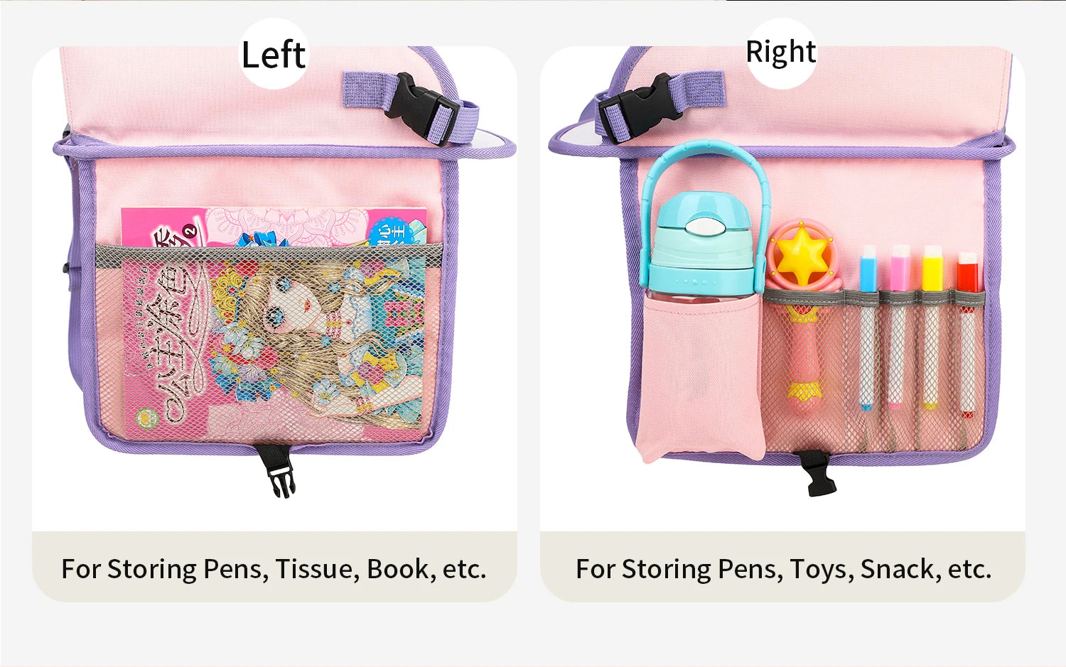 Vehicle-mounted Painting Board Waterproof Child Travel Tray for Car Seat Portable Safety Seat Storage Mesh Pocket Large Capacity