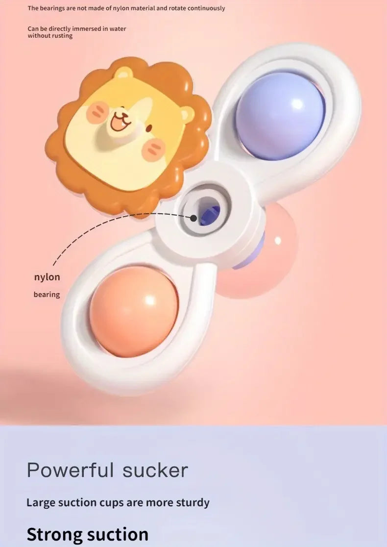 3PCS Suction Cup Spinner Toy Baby Bath Funny Game Educational Toys For Children Girls Boys Infant Sensory Stress Reliever Gift