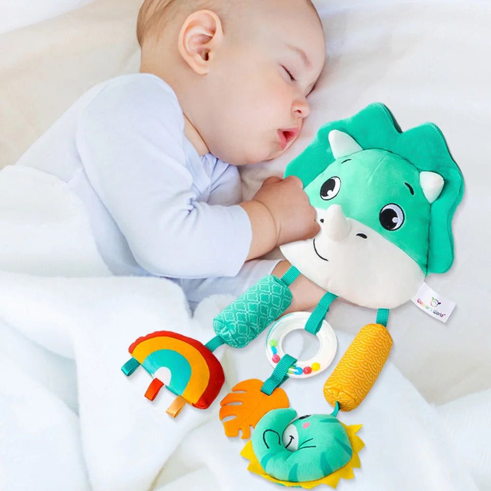 Baby Hanging Toys for 0 3 6 12 Months Rainbow Activity Plush Animal Stroller Toy for Baby Car Seat Crib Travel Sensory Baby Toy