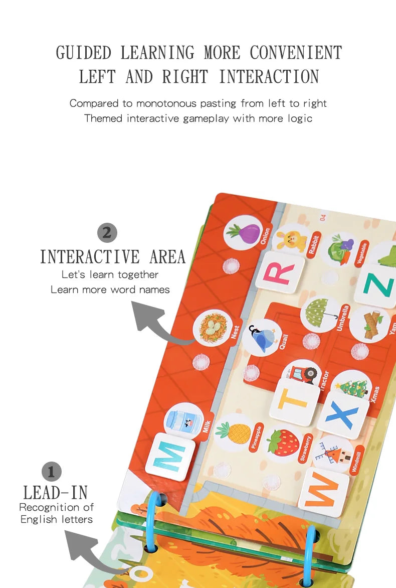 Puzzle Montessori Quiet Book Word Recognition Children's Early Education Enlightenment Stickers Book Toys