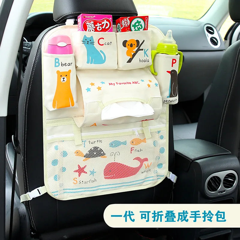Creative Baby Cartoon Car Seat Back Organizer Kids Toys Travel Protector Cover Automobile Interior Accessories Hang Storage Bag