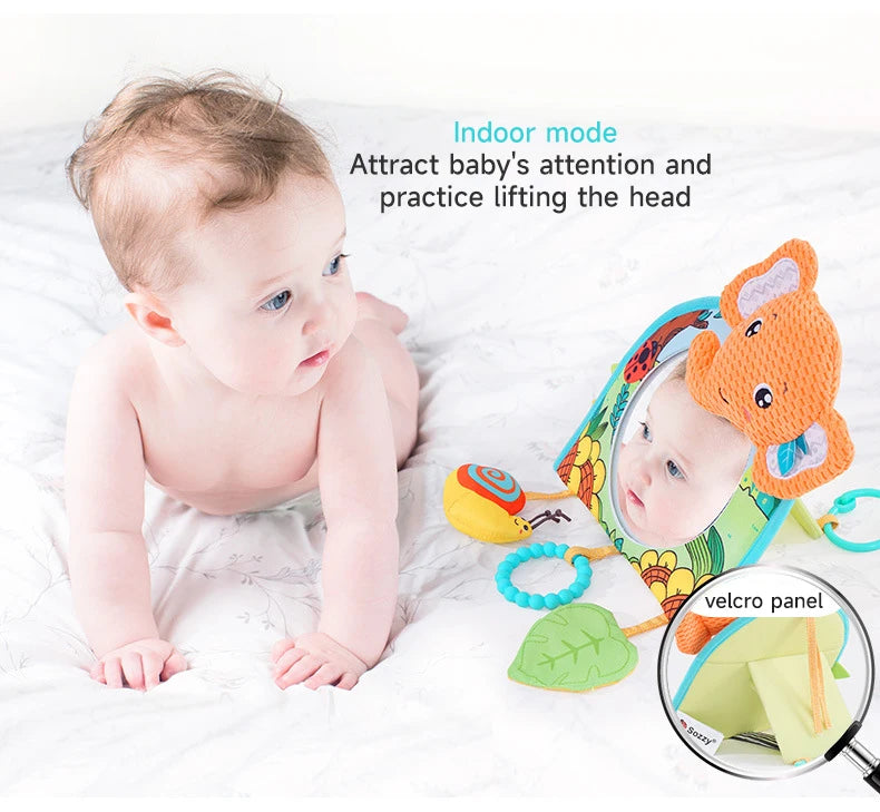 Baby Car Seat Mirror Toys Kids Monitor Adjustable Education Sensory Toys Fun Travel Infant Tummy Time Toys Babies Carseat Toys