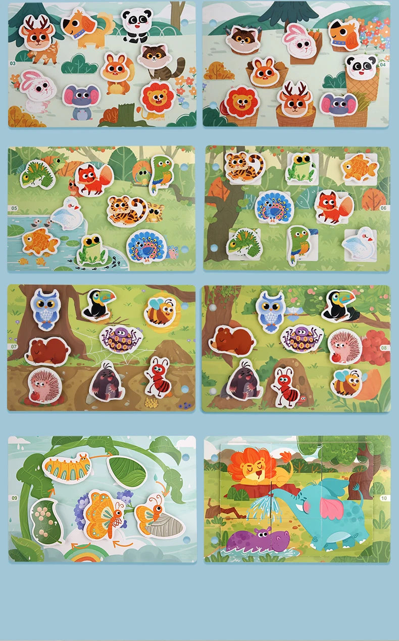 Puzzle Montessori Quiet Book Word Recognition Children's Early Education Enlightenment Stickers Book Toys