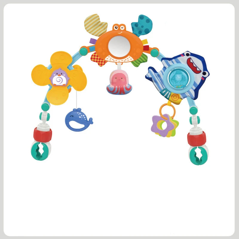 Musical Baby Stroller Arch Travel Car Seat Toy Baby Play Arch Crib Accessory Mobile for Bassinet Pram Activity Arch Bar for Baby