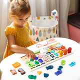 Montessori Wooden Shape & Number Matching Board | Toddler Learning Toy