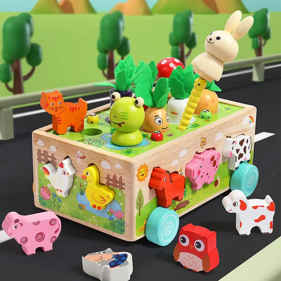 Montessori Wooden Shape Sorter Toy – Animal Matching & Learning Game for Toddlers