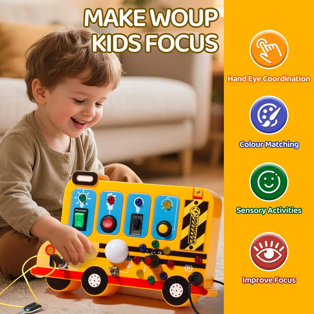 Montessori LED Busy Board Sensory Toy | Toddler Activity Board