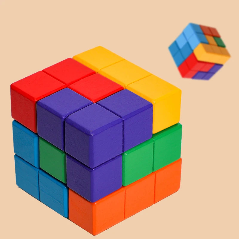 Montessori Soma Cube Puzzle for Kids | 3D Wooden Brain Teaser Toy