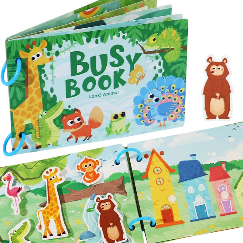 Montessori Baby Busy Stickers Book 'My First Quiet Book' Early Learning Educational Toy for Children Matching Game for Babies