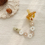 Little Daisy Pacifier Clips Baby Pacifier Anti-drop Chain Toddler Dummy Clip Nipple Holder Baby Shower Gift Baby Accessories