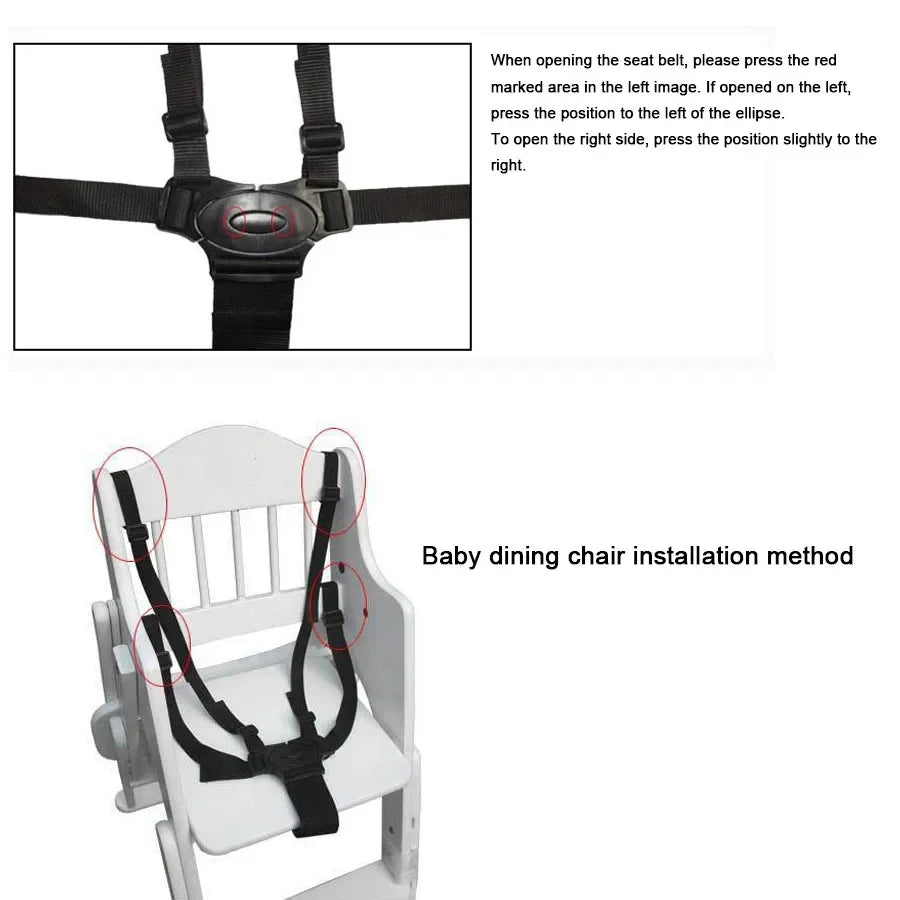 Universal Baby 5-Point Safety Harness – Adjustable Seat Belt for Stroller & High Chair