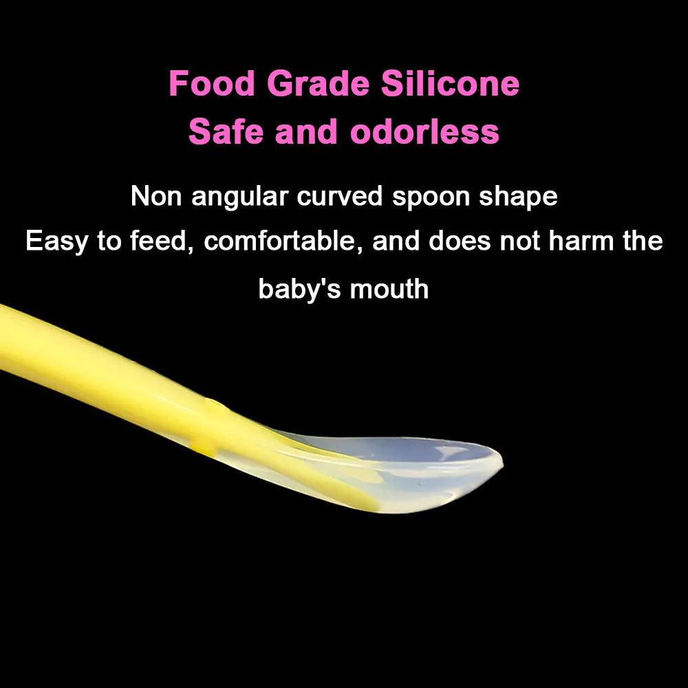 Silicone World Baby Silicone Spoon Children Complementary Food Soft Spoon Training Spoon Feeding Tableware With Storage Box