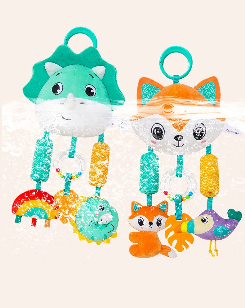 Baby Hanging Toys for 0 3 6 12 Months Rainbow Activity Plush Animal Stroller Toy for Baby Car Seat Crib Travel Sensory Baby Toy