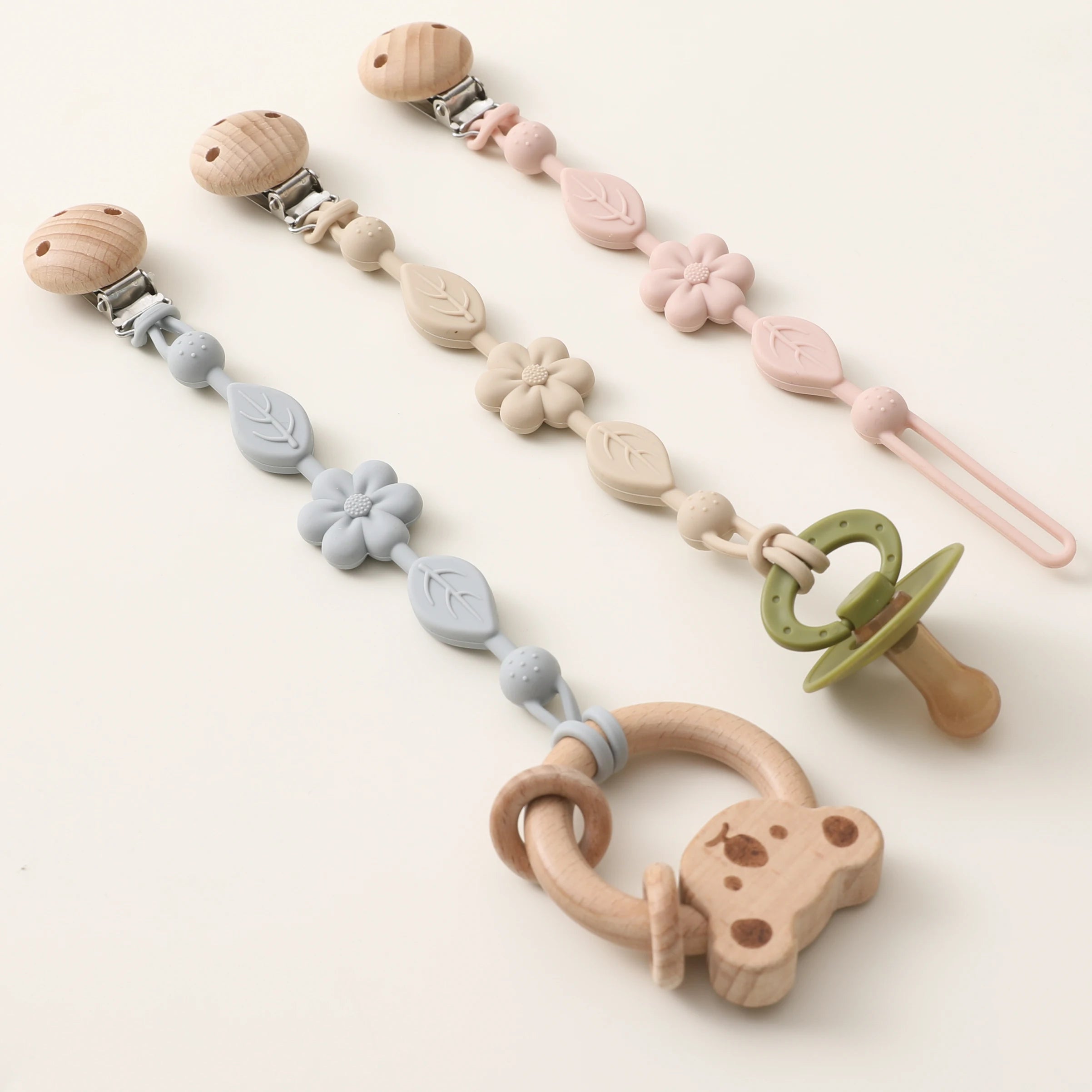 1pcs Baby Silicone Pacifier Chains, Flower  Anti Loss Adjustable Pacifier Holder For Newborn, Suitable For Baby Toy Products