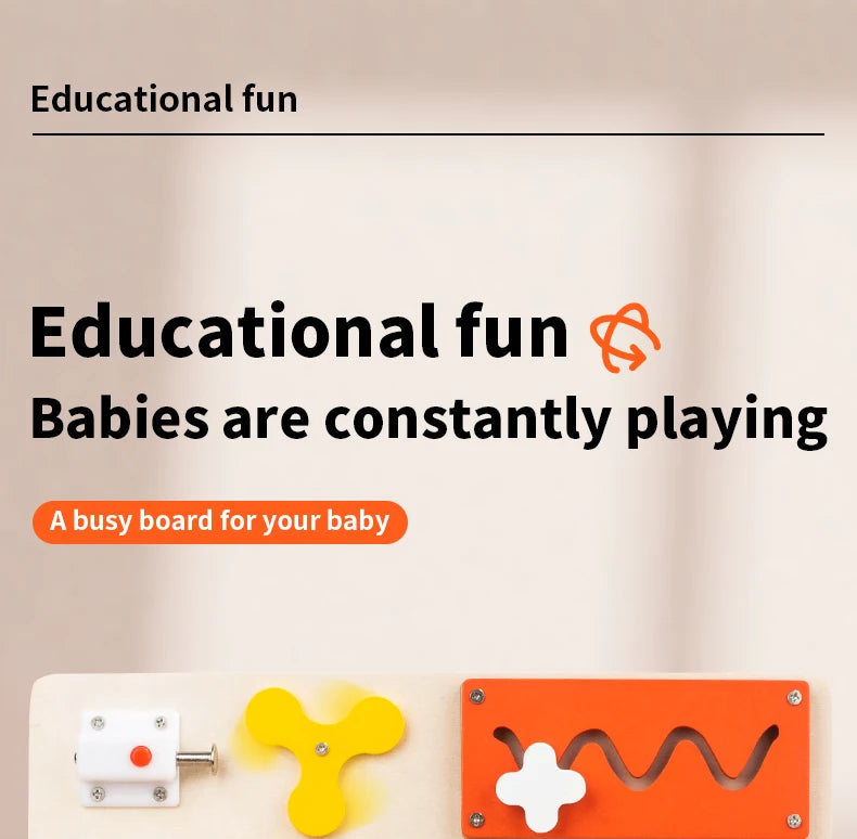 Wooden Montessori Busy Board Toy | Sensory Activity Board for Toddlers