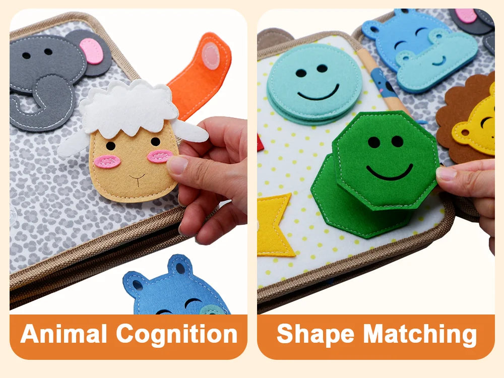 Montessori Toy Busy Board Giraffe Busy Book Preschool Learning Educational Quiet Book Sensory Travel Toy for Baby 3 4 5 6 Ages