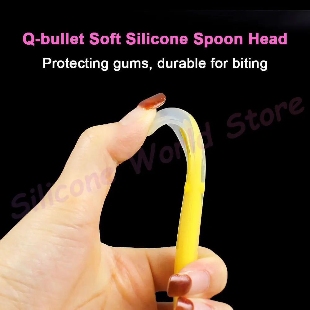 Silicone World Baby Silicone Spoon Children Complementary Food Soft Spoon Training Spoon Feeding Tableware With Storage Box