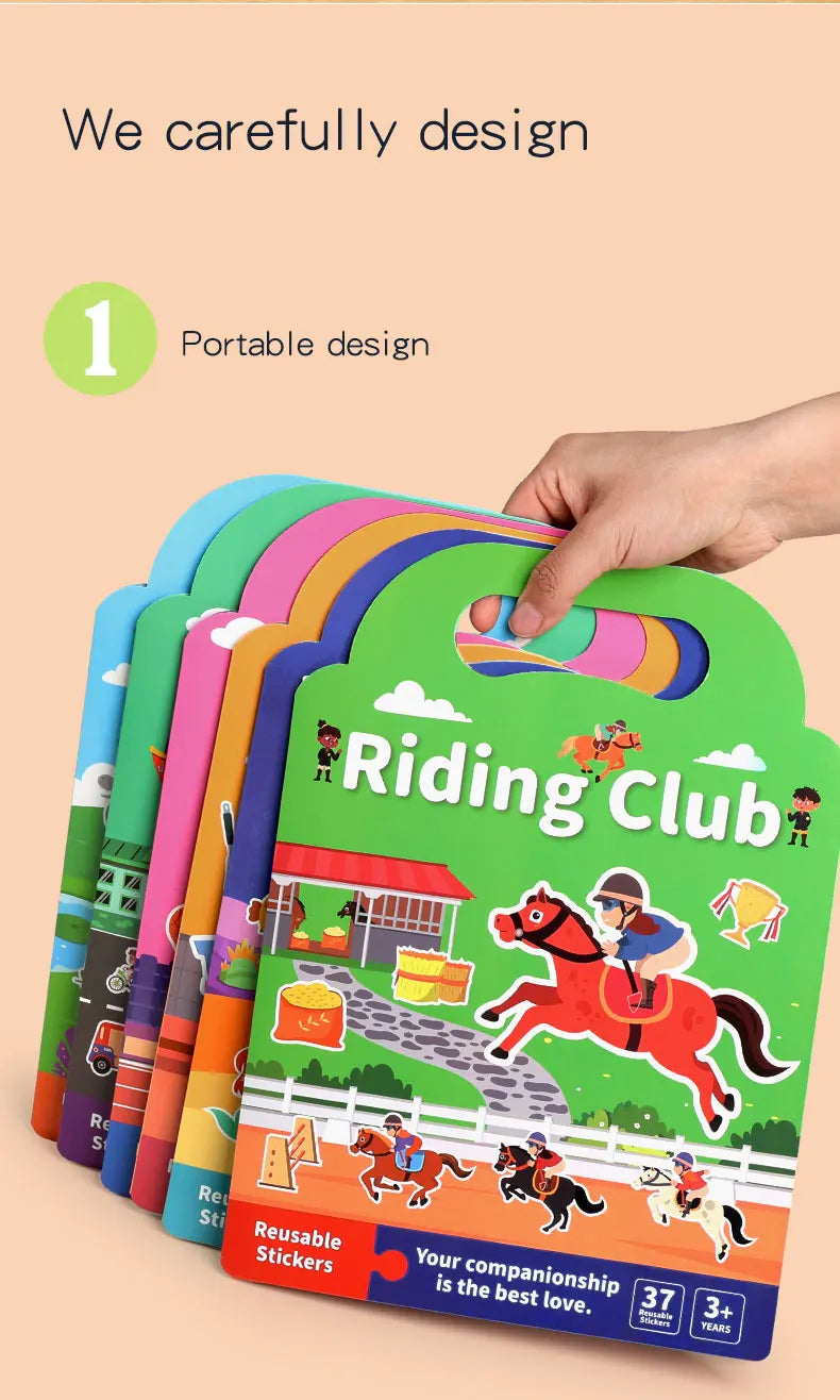 Children DIY Sticker Book Bubble Scene Sticker Jelly Paste Toy Kids Portable Reusable Quiet Busy Paste A Book